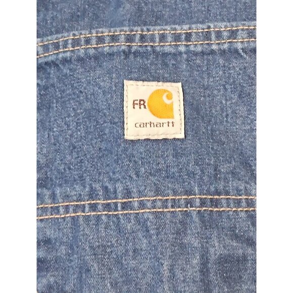 Carhartt Mens Flame Resistant FR Denim Dungaree Jeans Sz 44x32 (42x32) FRB13 DNM - Picture 8 of 16